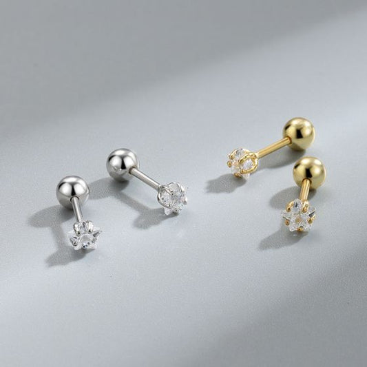 Mini CZ Star Stud Earrings in 925 Sterling Silver