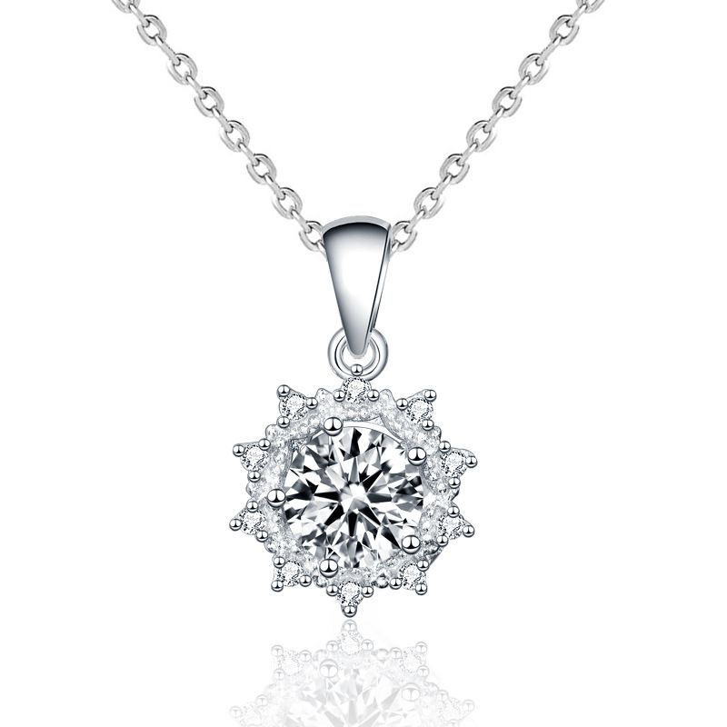 Moissanite Sunflower 925 Sterling Silver Necklace