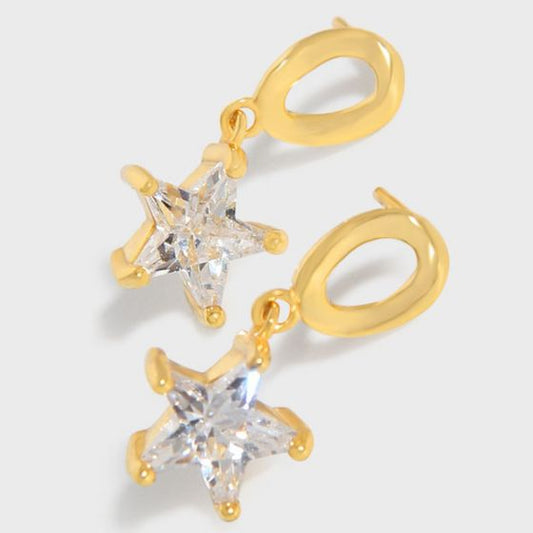 Classic CZ Stars Sterling Silver Dangling Earrings