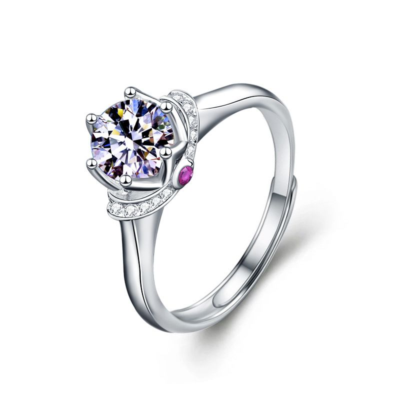 Moissanite Crown Adjustable 925 Sterling Silver Ring