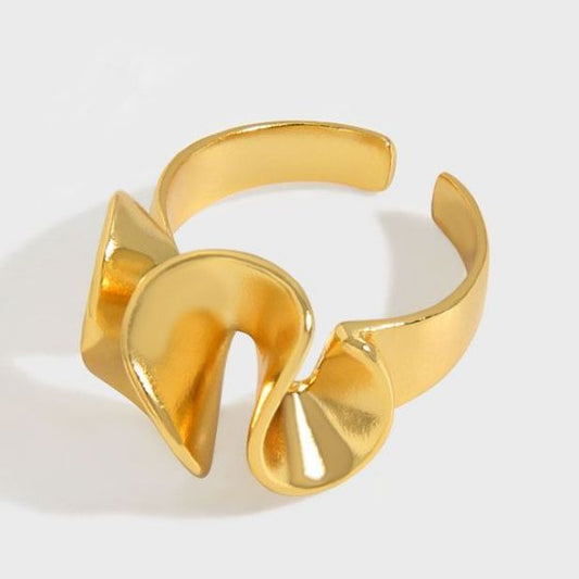 Party Flounce Skirt Adjustable Ring, 925 Sterling Silver
