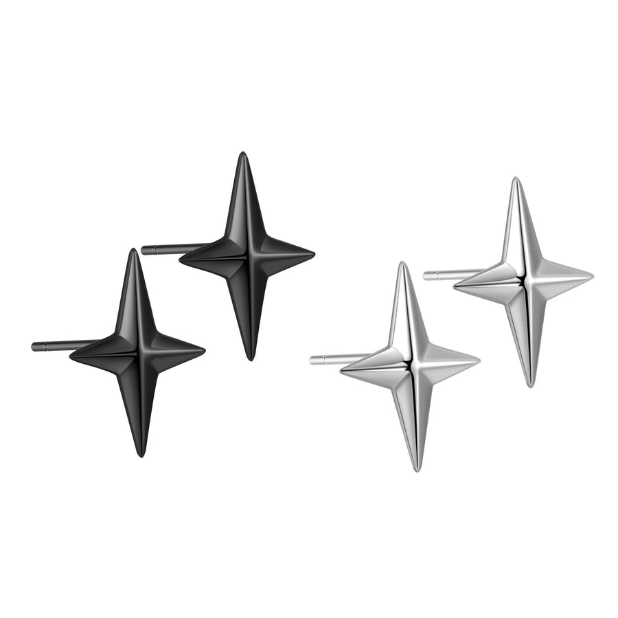 Celestial Quadrangle Star Sterling Silver Screw Stud Earrings