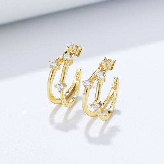 Double Layer 925 Sterling Silver Non-Pierced Earrings