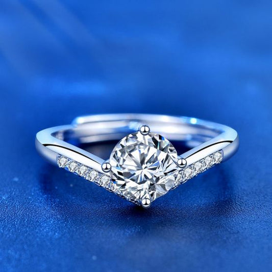 Princess Crown 1 ct Moissanite Adjustable Ring