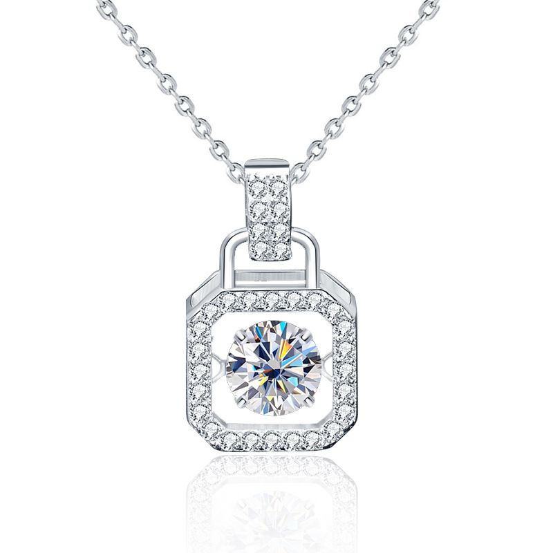 Round Dancing Moissanite Crystal Necklace, 0.5ct