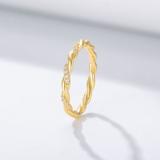 Twisted CZ Adjustable 925 Sterling Silver Ring