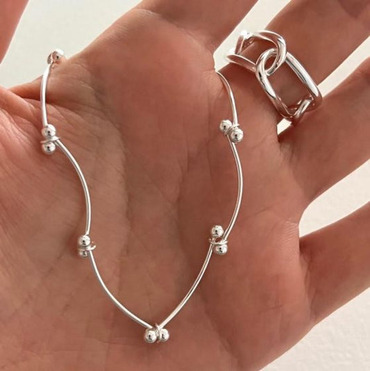 Irregular Beads Bracelet, 925 Sterling Silver