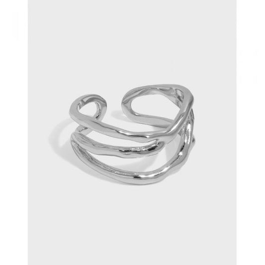 Triple-Layer Wide 925 Sterling Silver Adjustable Ring