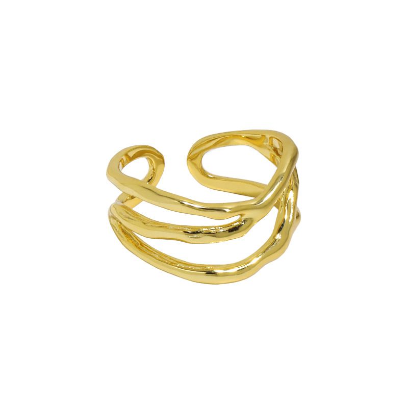 Triple-Layer Wide 925 Sterling Silver Adjustable Ring