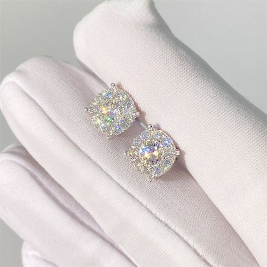 Unisex Round Moissanite Classic Stud Earrings