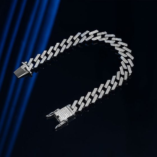 Men's Cubic Hollow Chain Bracelet 925 Sterling Silver