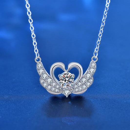Moissanite Swan Necklace in 925 Sterling Silver
