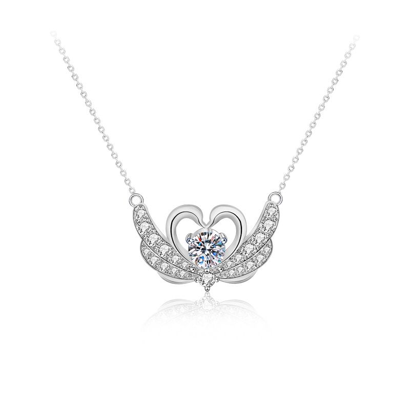 Moissanite Swan Necklace in 925 Sterling Silver