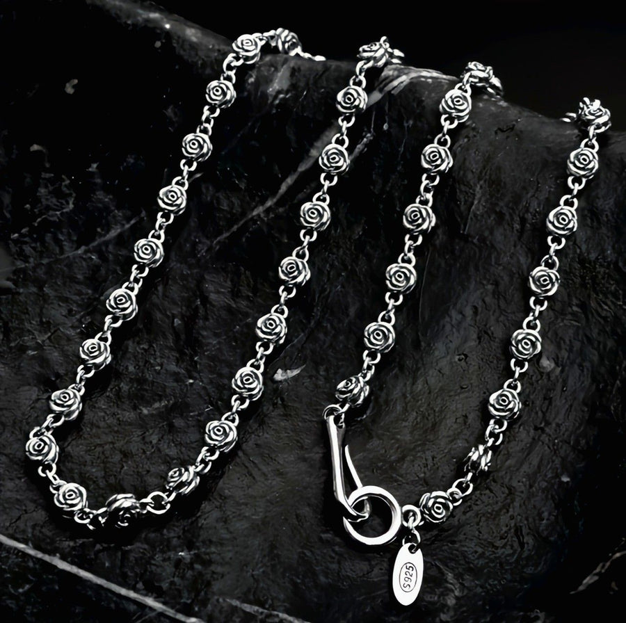 Rose Flower 925 Sterling Silver Necklace