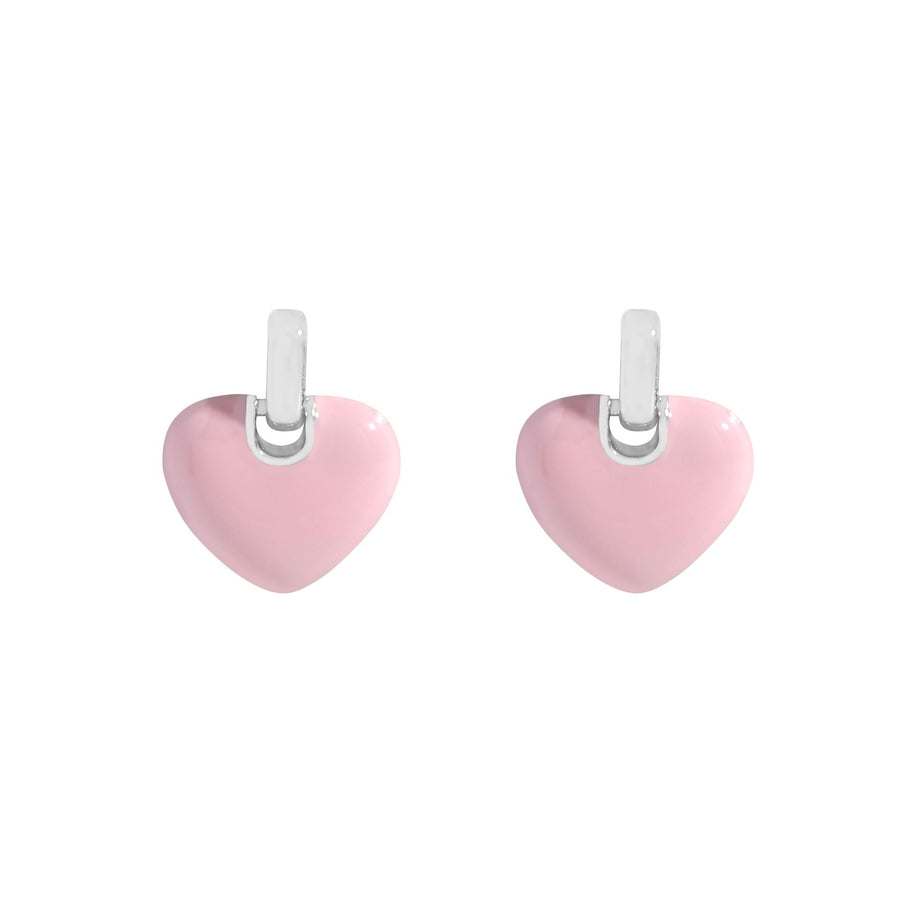 Anniversary Epoxy Heart 925 Sterling Silver Stud Earrings