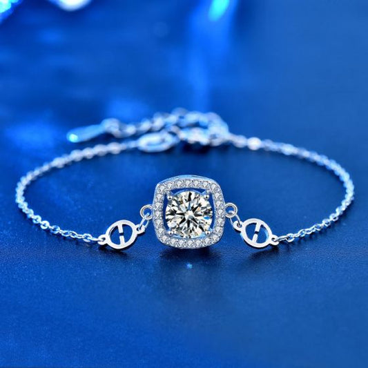 Graduation Round Moissanite CZ Square Border Adjustable Ring