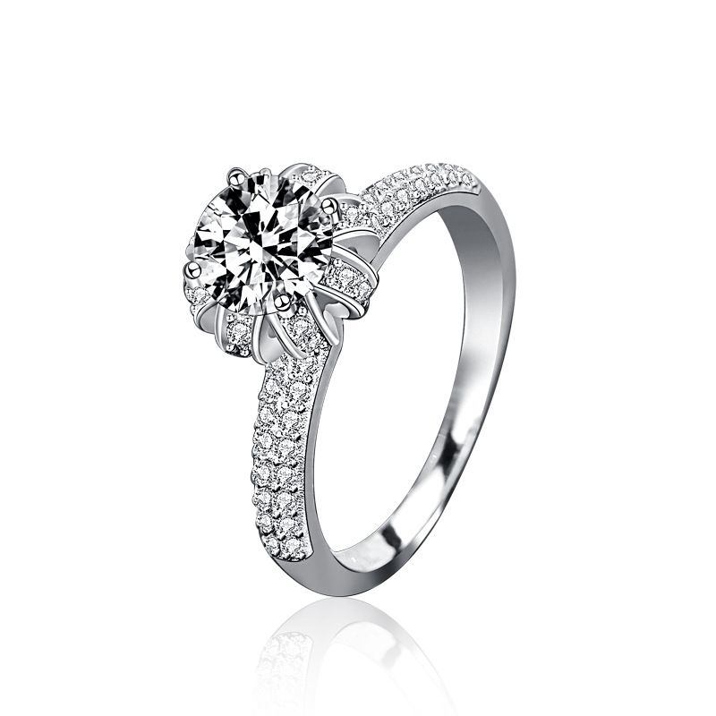 Moissanite Crystal Flower Bud Crown 925 Sterling Silver Ring