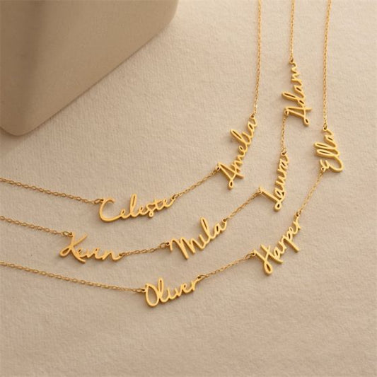 Personalized Name Letter Necklace, 2-4 Names, 925 Sterling Silver