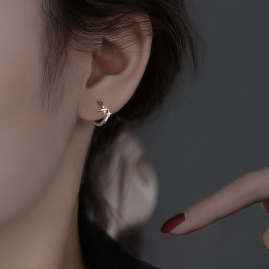 Fangxing Star Ear Buckle S925 Pure Silver Earrings