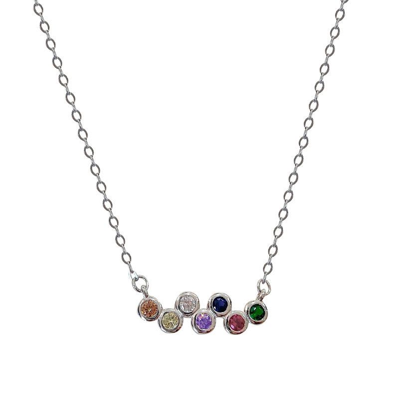 Colorful Crystal Rainbow Sterling Silver Necklace