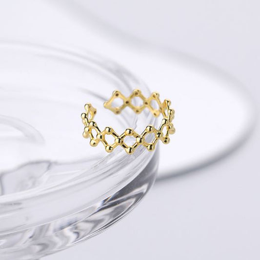 Hollow Bead Net Geometry Adjustable Ring