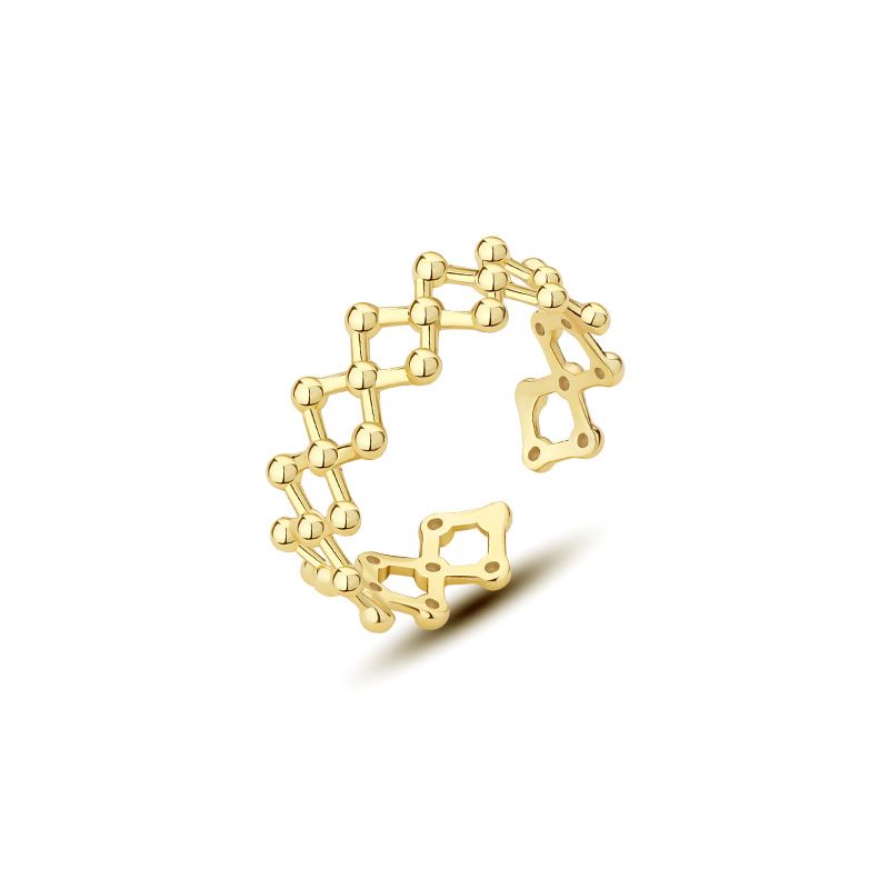 Hollow Bead Net Geometry Adjustable Ring