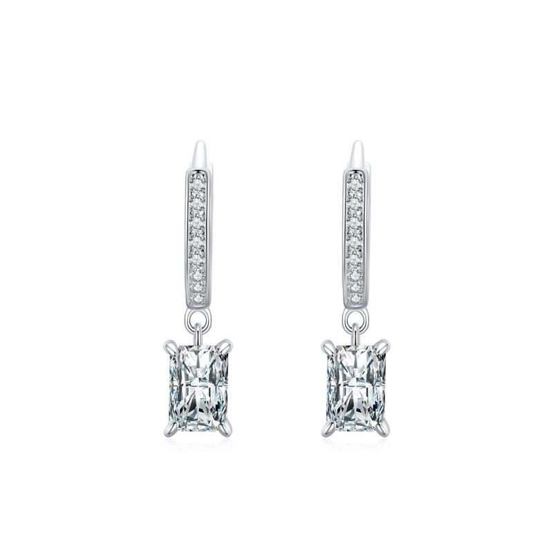 Geometry Baguette 925 Sterling Silver Dangling Earrings