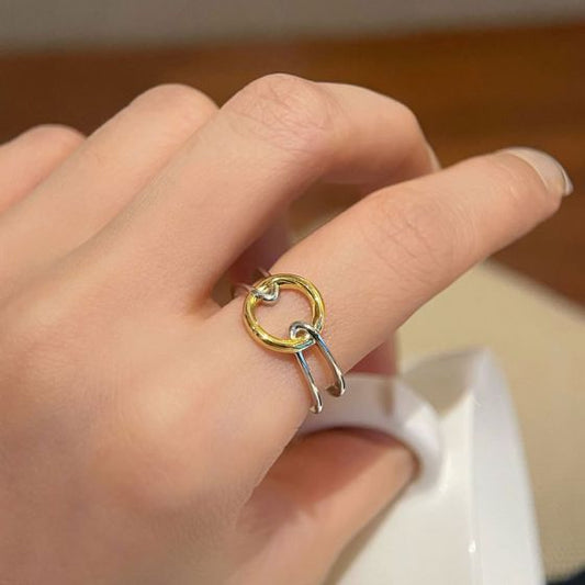 Geometry Circle Double Layer 925 Sterling Silver Adjustable Ring