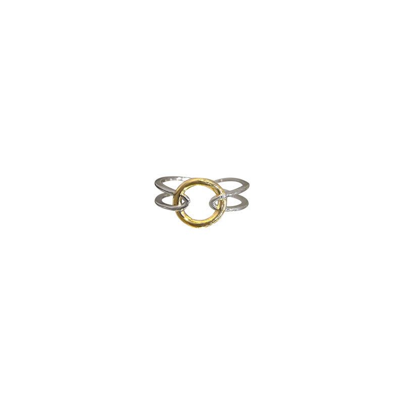 Geometry Circle Double Layer 925 Sterling Silver Adjustable Ring