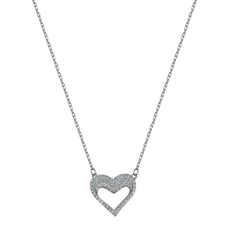 Promise Hollow Heart 925 Sterling Silver Necklace