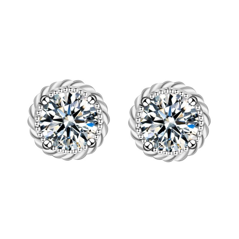 Classic Windmill Moissanite Crystal Stud Earrings, 925 Sterling Silver