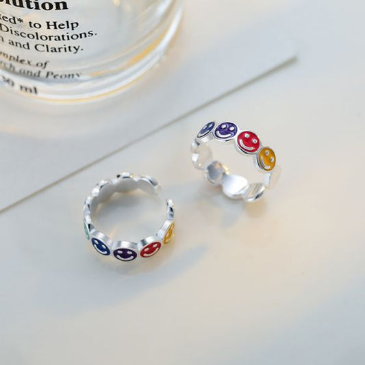 Colorful Rainbow Smile Face Non-Pierced Earring
