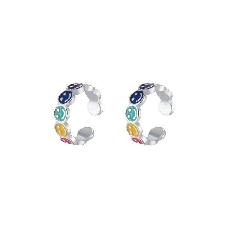 Colorful Rainbow Smile Face Non-Pierced Earring