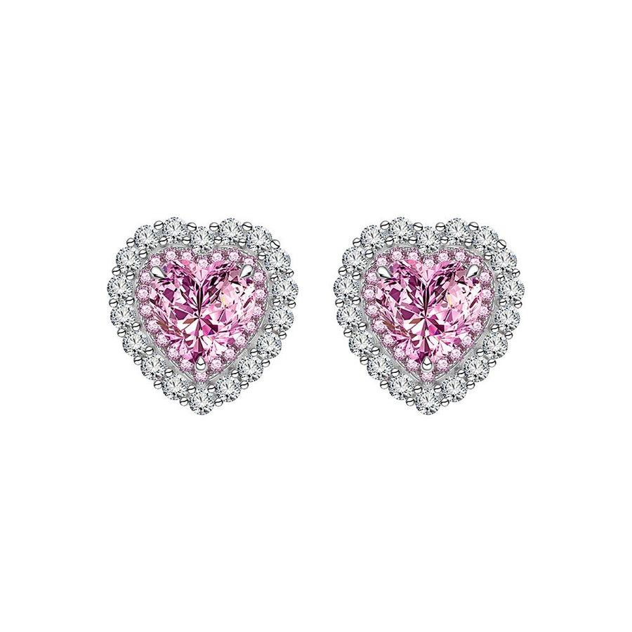 8mm Heart Created High Carbon Diamond Crystal Sterling Silver Stud Earrings