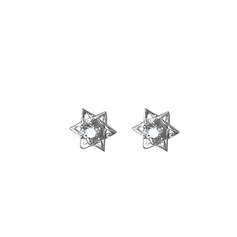 Crystal Hexagram Star Sterling Silver Stud Earrings