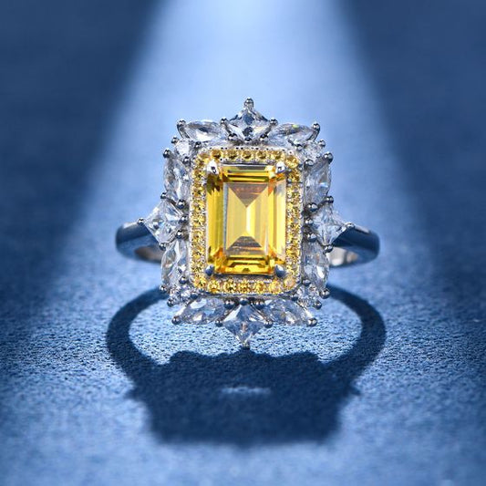 Masculine Baguette Created High Carbon Diamond Flower Ring in 925 Sterling Silver