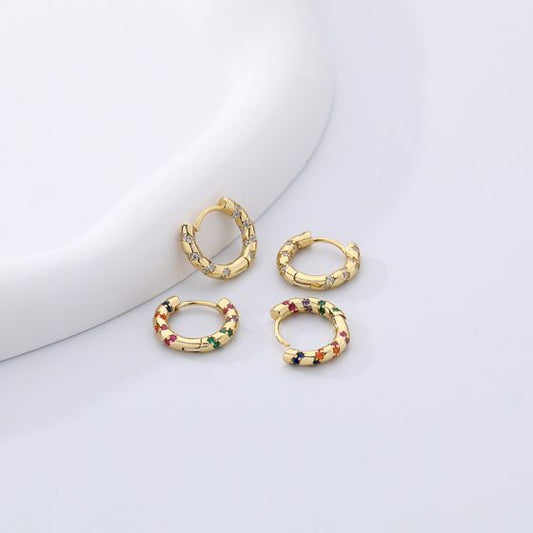 Rainbow Zircon Circle Hoop Earrings