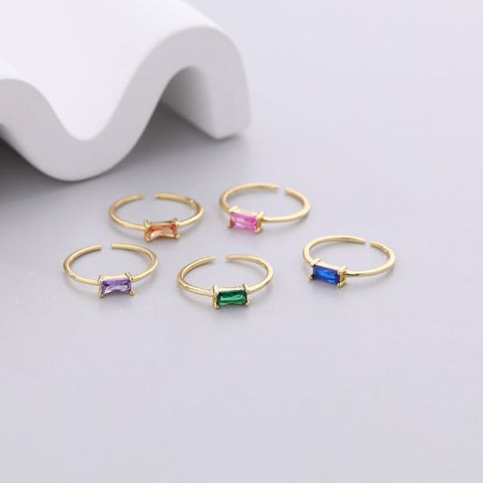 Geometry CZ Baguette Adjustable 925 Sterling Silver Ring