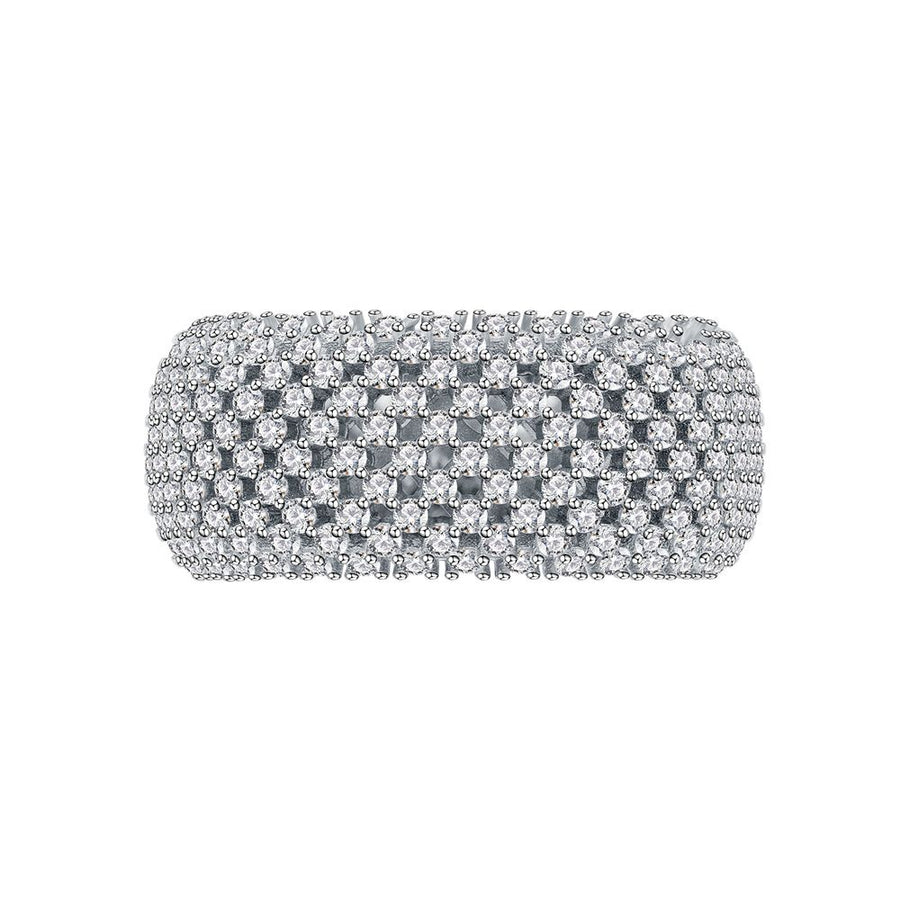 Men's Micro Setting Net Arc Adjustable 925 Sterling Silver Ring