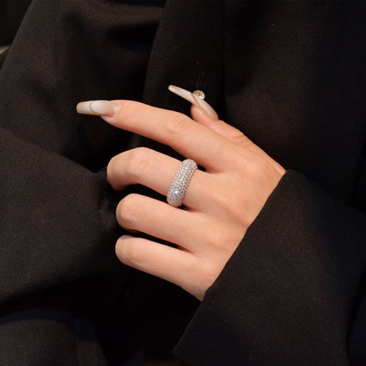 Micro-Set CZ Arc Adjustable Ring in 925 Sterling Silver