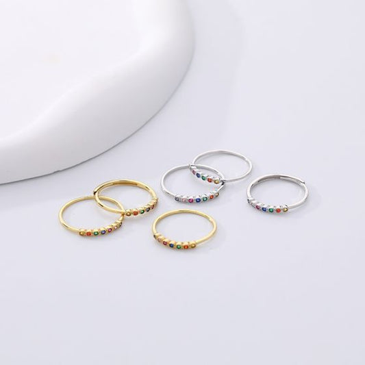 Graduated Rainbow CZ Round 925 Sterling Silver Ring