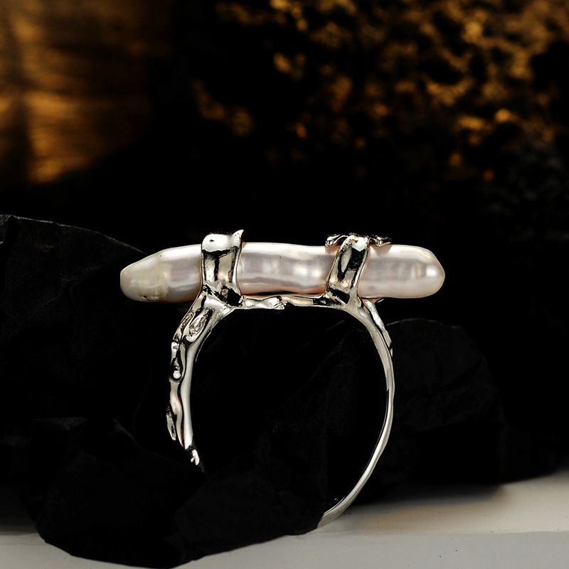 Baroque Pearl Adjustable 925 Sterling Silver Ring