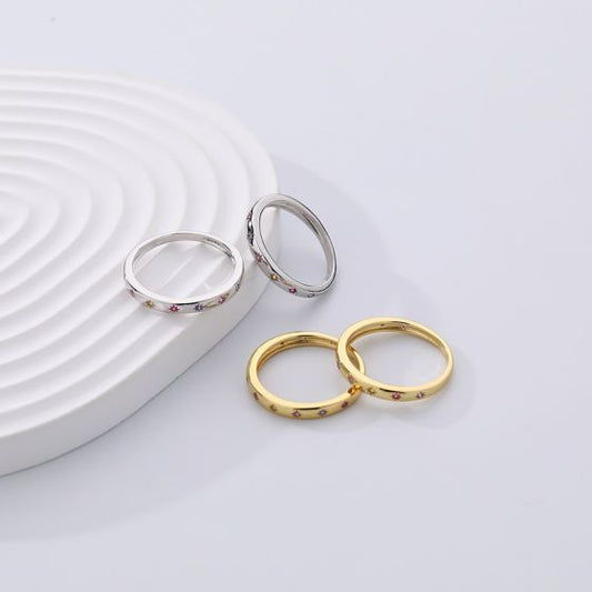 Honey Moon Shining CZ Starry Star Adjustable Ring