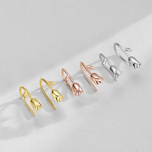 Tulip Flower French Hook Earrings