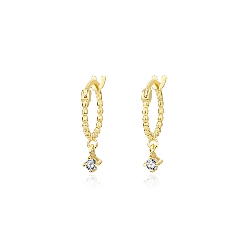 Round Crystal 925 Sterling Silver Hoop Earrings