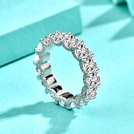 Round CZ Rope Chain Sterling Silver Ring