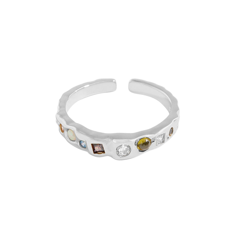 Colorful Geometry Crystal Open Ring in Sterling Silver