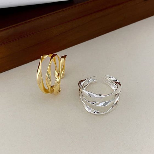 Three-Layer Twisted Cross Adjustable Ring