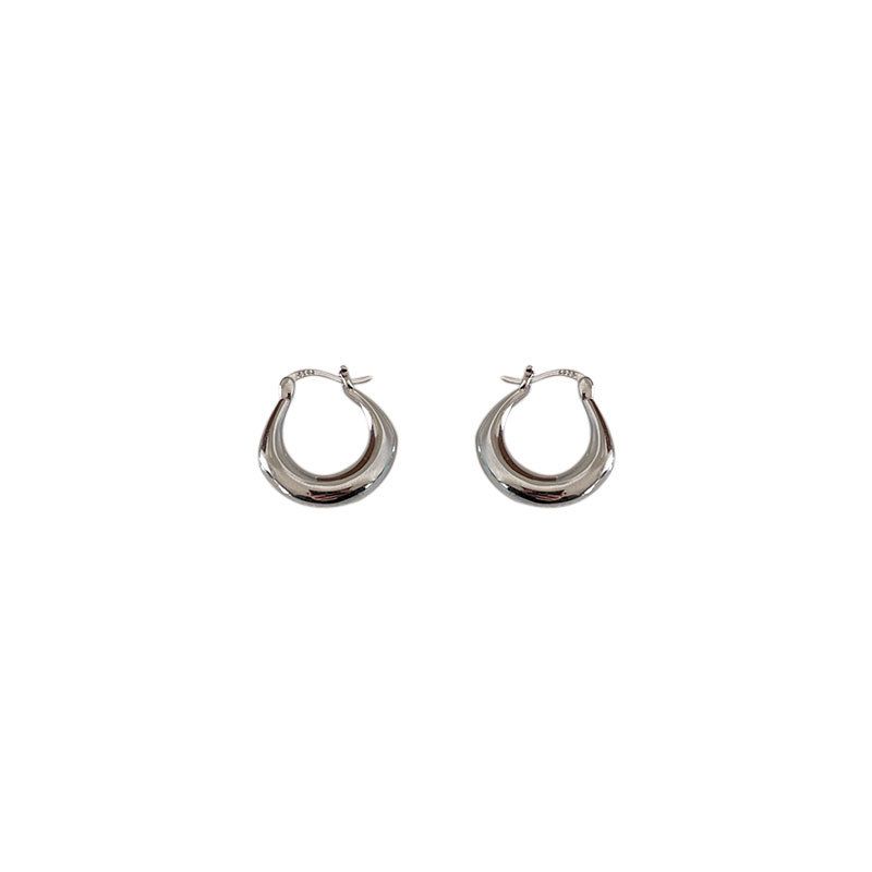 Huggie Circle 17mm Sterling Silver Hoop Earrings