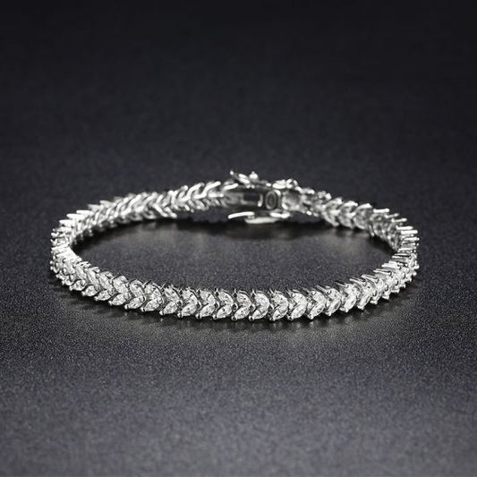 Ear of Wheat CZ Bracelet 925 Sterling Silver